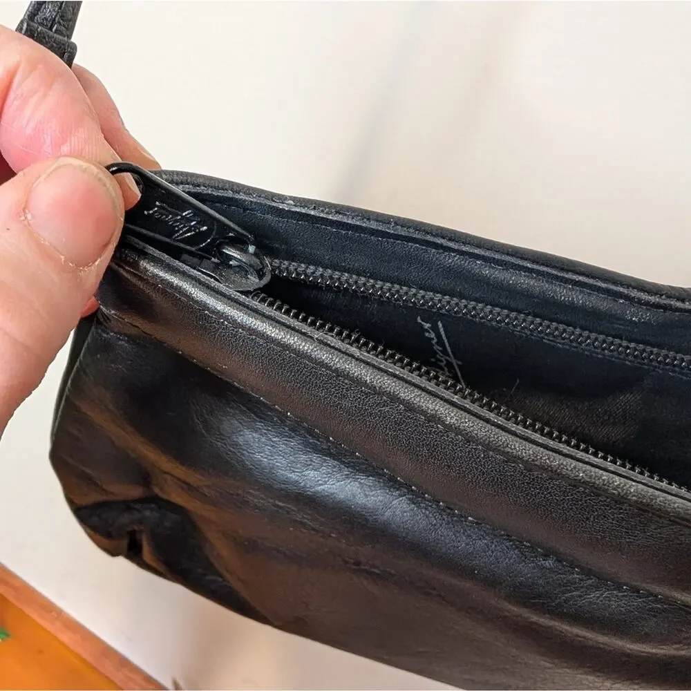 Vintage Etienne Aigner Black Leather Convertible Crossbody Clutch